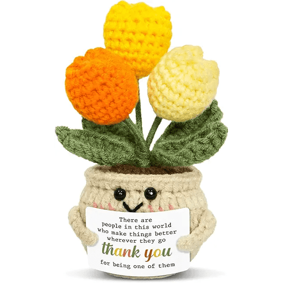 Thank You Gifts for Women - Thank You Emotional Support Crochet - Teacher Appreciation Gifts for Women Nurse Coworker, Retirement Gift for Woman, Positive Tulip Doll Crochet