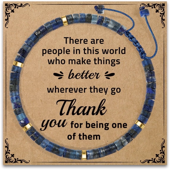 Thank You Gifts for Women, Inspirational Gifts Lapis Lazuli Bracelets Appreciation Gifts for Friends Teacher Coworkers Leader Boss Nurse