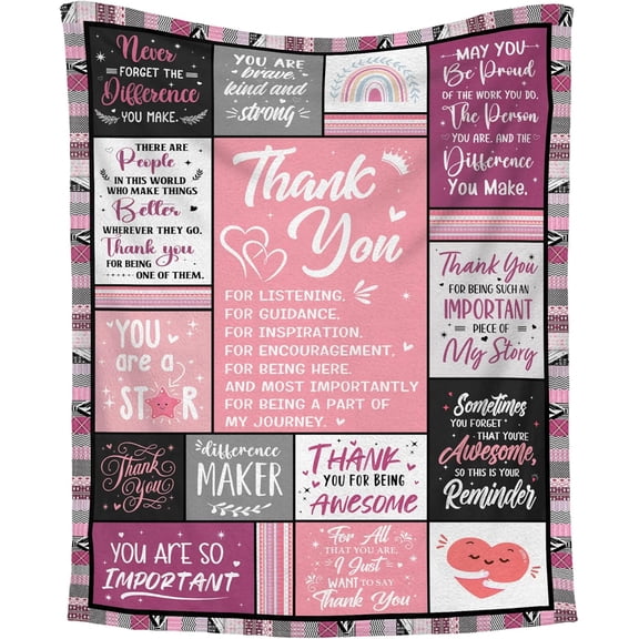 Thank You Gifts for Women Thank You Soft Pink Throw Blankets Birthday Appreciation Gifts for Women Teacher Employee Coworkers Boss Lady