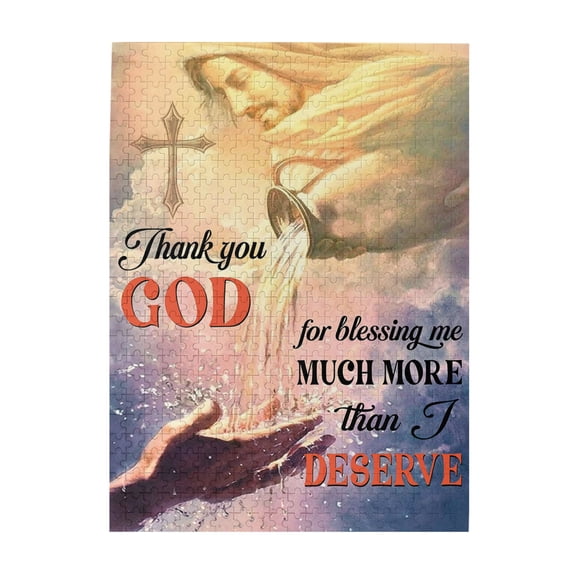 Thank You God For Blessing Me Much More Than I Deserve Poster Wall Art God Jesus Poster Motivational Gifts For Christian,Jigsaw Puzzle 500 Puzzle Pieces,Puzzle Enthusiasts