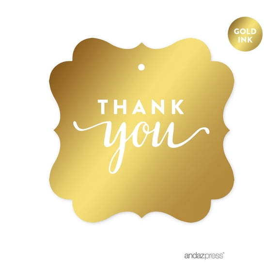 Koyal Wholesale Thank You Gold Metallic Fancy Frame Square Favor Gift Tags 24-Pack