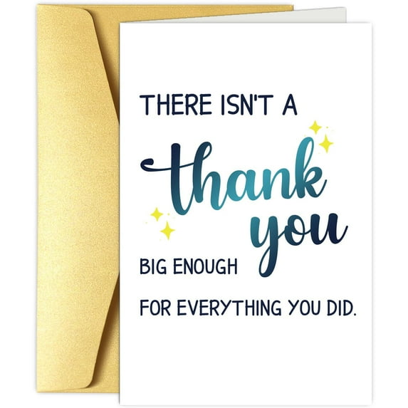 Thank You Greeting Card - Elegant Design with Gold Foil Envelope - Perfect for Expressing Gratitude