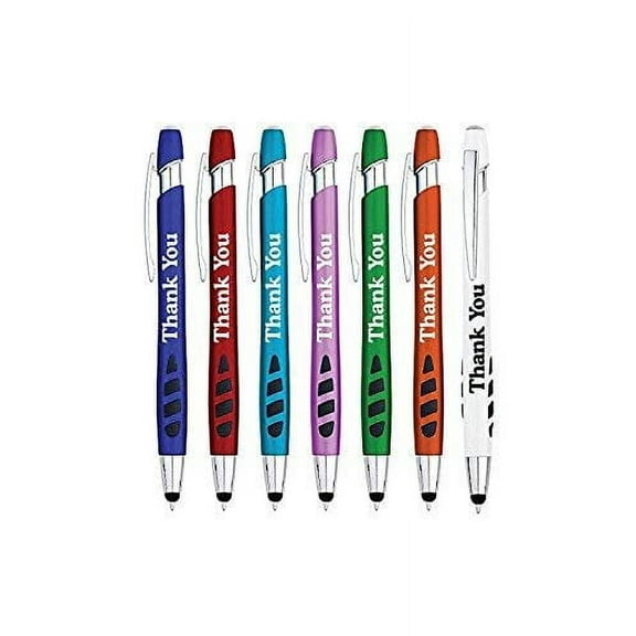 "Thank You" Greeting Gift Stylus Pens For TouchScreen Devices - 2 in 1 Multifunction Pen - Compatible With Tablets, iPads, iPhones 25 pack