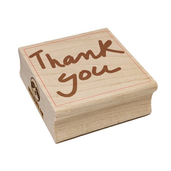 Thank You Handwritten Fun Text Square Rubber Stamp Stamping Scrapbooking Crafting - Large 2.75in