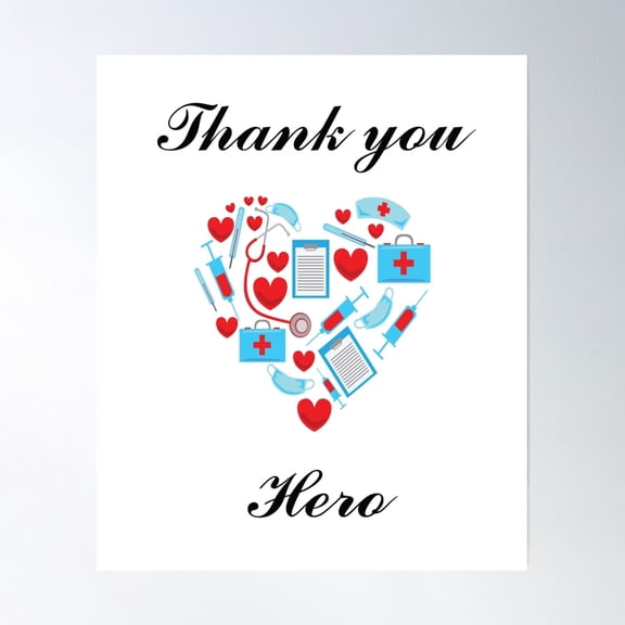 Thank You Healthcare Hero Poster Wall Art, Modern Wall Decor, 24x36 UNFRAMED