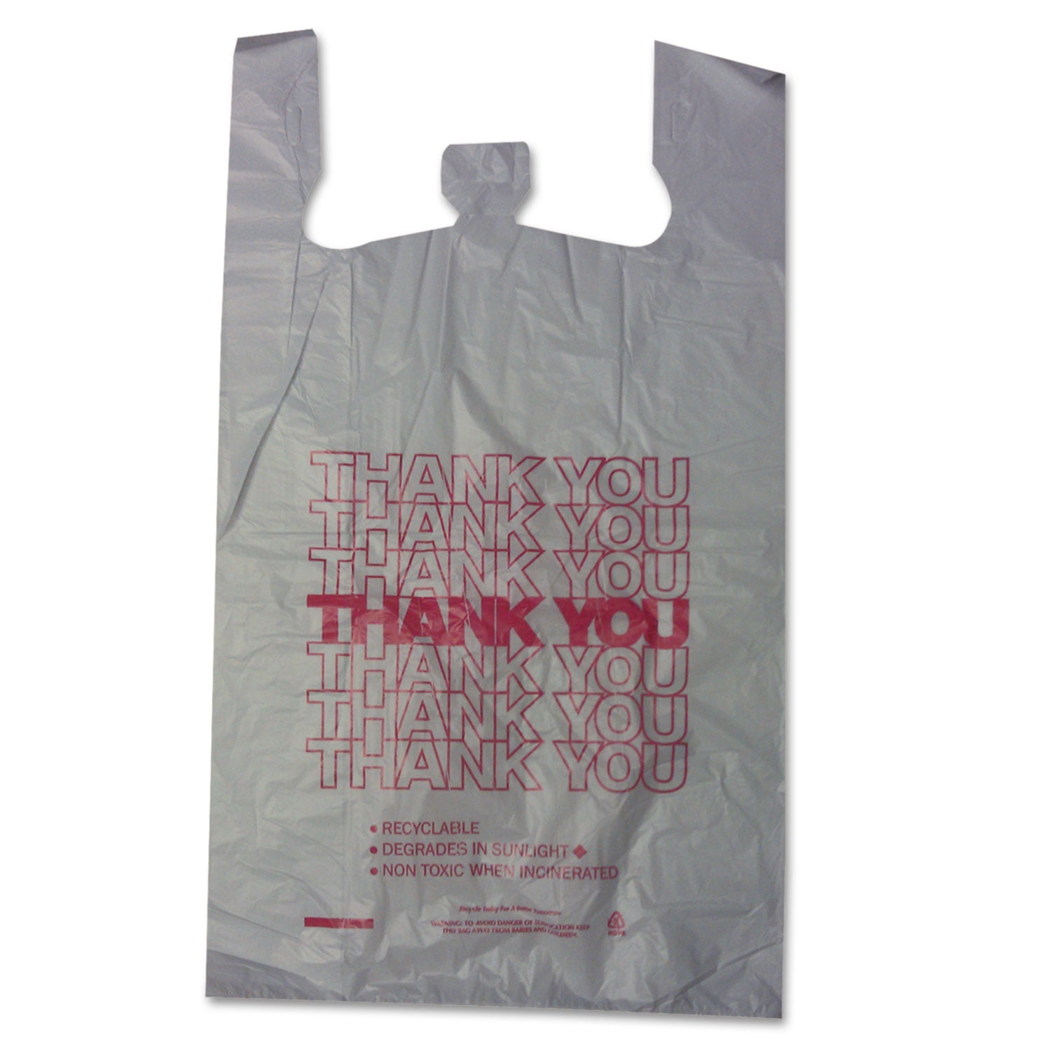 Large Plastic Thank You Bags (T-Shirt Bags) 18 x 8 x 30 - Case of 500