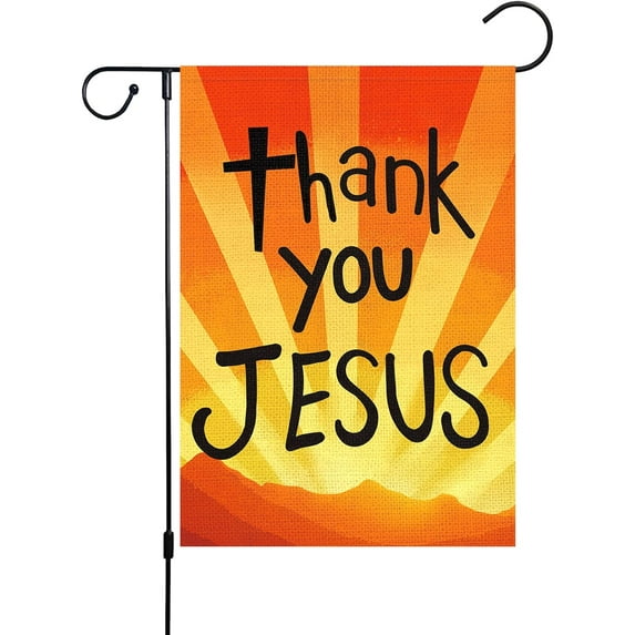 Thank You Jesus Christmas Religion Religious Easter Garden Flag 12.5x18 Double Sided, Burlap Small Vertical God Christian Passion Week Nativity Yard Flags Banners For Easter Decorations