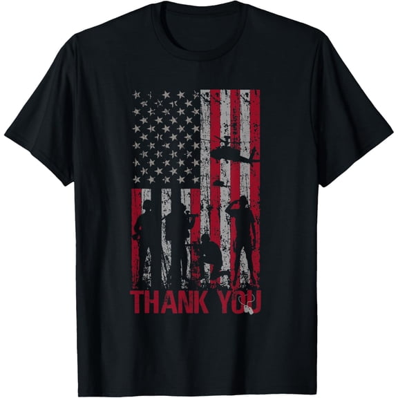 Thank You Memorial Day Veteran military flag design American T-Shirt100% cotton