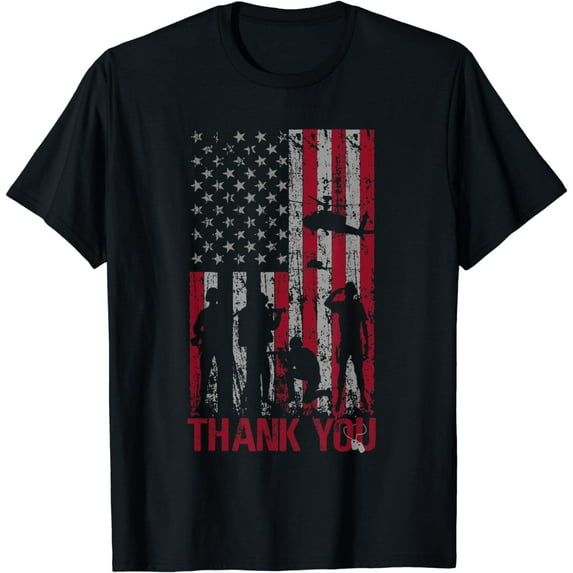 Thank You Memorial Day Veteran military flag design American T-Shirt