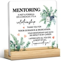 Thank You Mentor Gifts for Boss Teacher Coach Appreciation Gift Mentor Clear Desk Decorative Sign Acrylic Plaque Sign With Wooden Stand 4x4 Inch Home Office Desk Decor