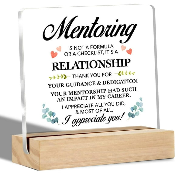 Thank You Mentor Gifts I Appreciation You Clear Desk Decorative Sign Grateful Appreciation Gift for Boss Coach Mentor Acrylic Sign with Stand Table Plaque Sign Keepsake
