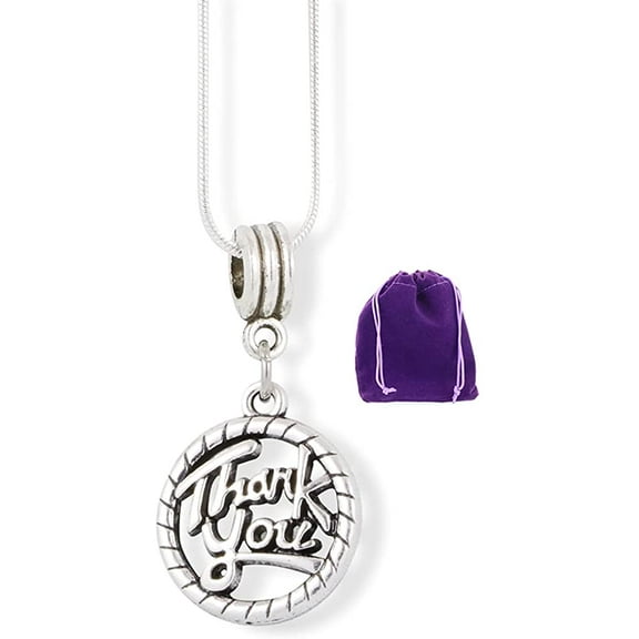Thank You Necklace | Text in a Circle Charm Charm Snake Chain Necklace