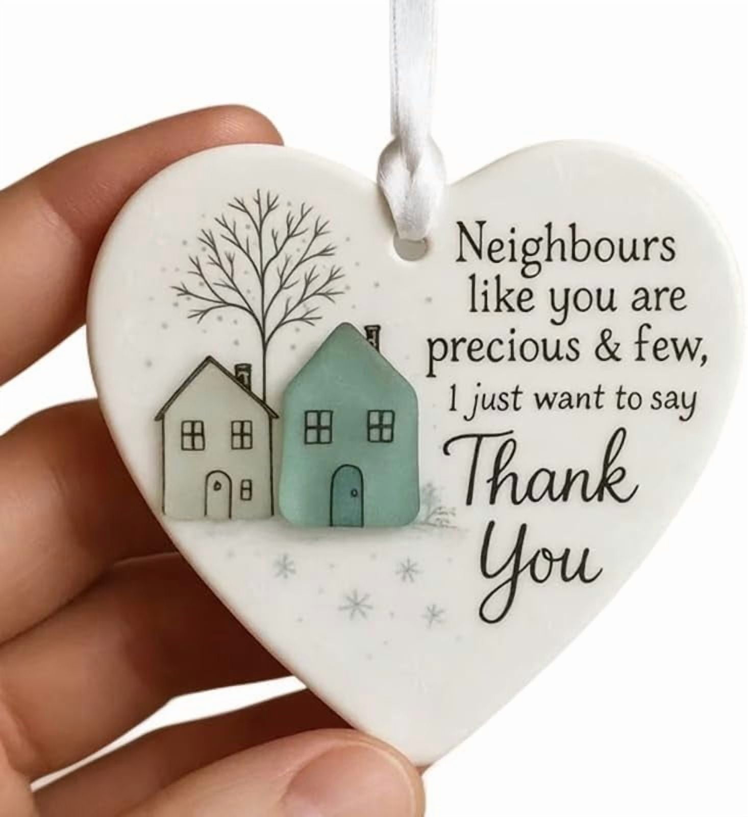 Thank You Neighbours Heart-Shaped Sea Glass Neighbor Christmas