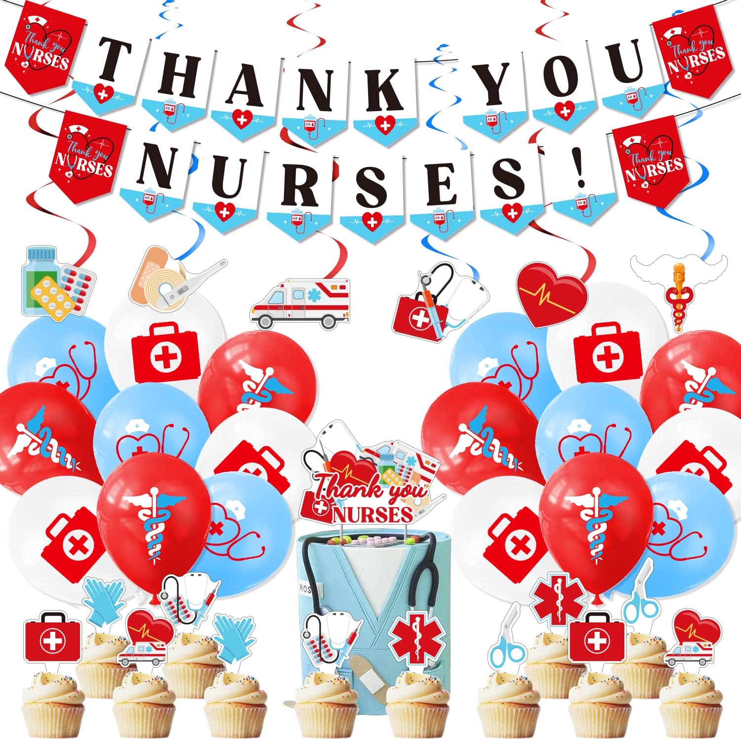Thank You Nurses Decorations Set Thank You Nurses Banner Balloons Cake