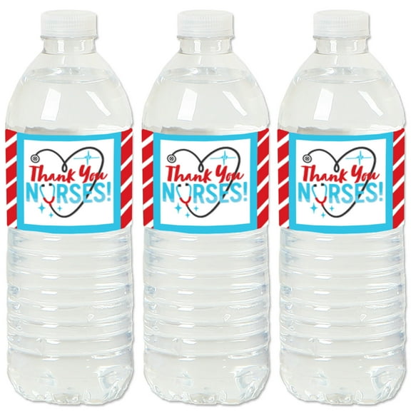 Thank You Nurses - Nurse Appreciation Week Water Bottle Sticker Labels - Set of 20