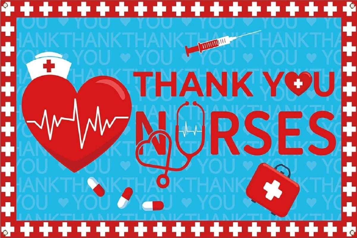 ‚Thank You Nurses‘ Hintergrundbanner – 160 X 99 Cm, Polyester, Für Feiern & Fotos