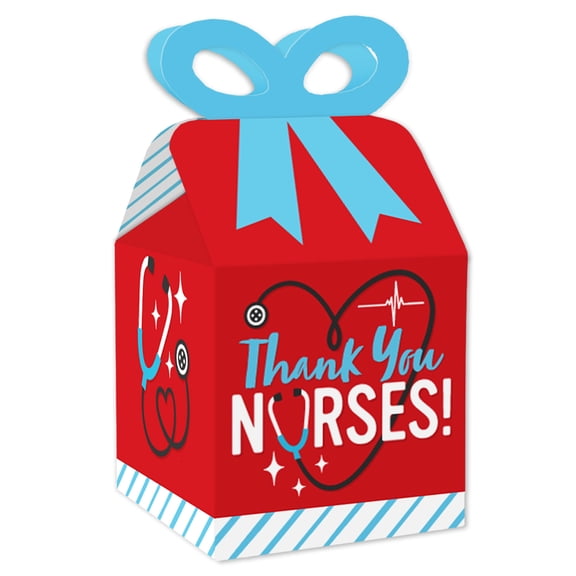 Thank You Nurses - Square Favor Gift Boxes - Nurse Appreciation Week Bow Boxes - Set of 12