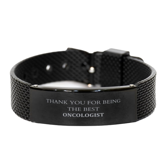 Thank You, Oncologist - Stainless Steel Black Shark Mesh Bracelet - Perfect Gift for Hope and Inspiration in Fighting Cancer