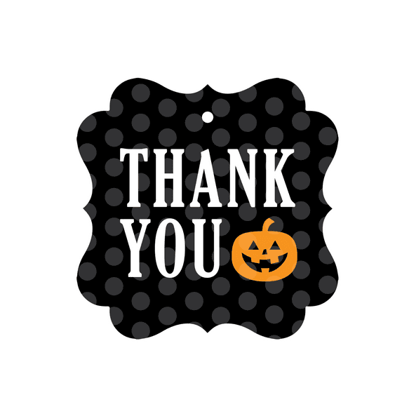 24PCS Thank You Fancy Gift Tags Orange Black Jack O'Lantern Halloween Treat Hang Tags