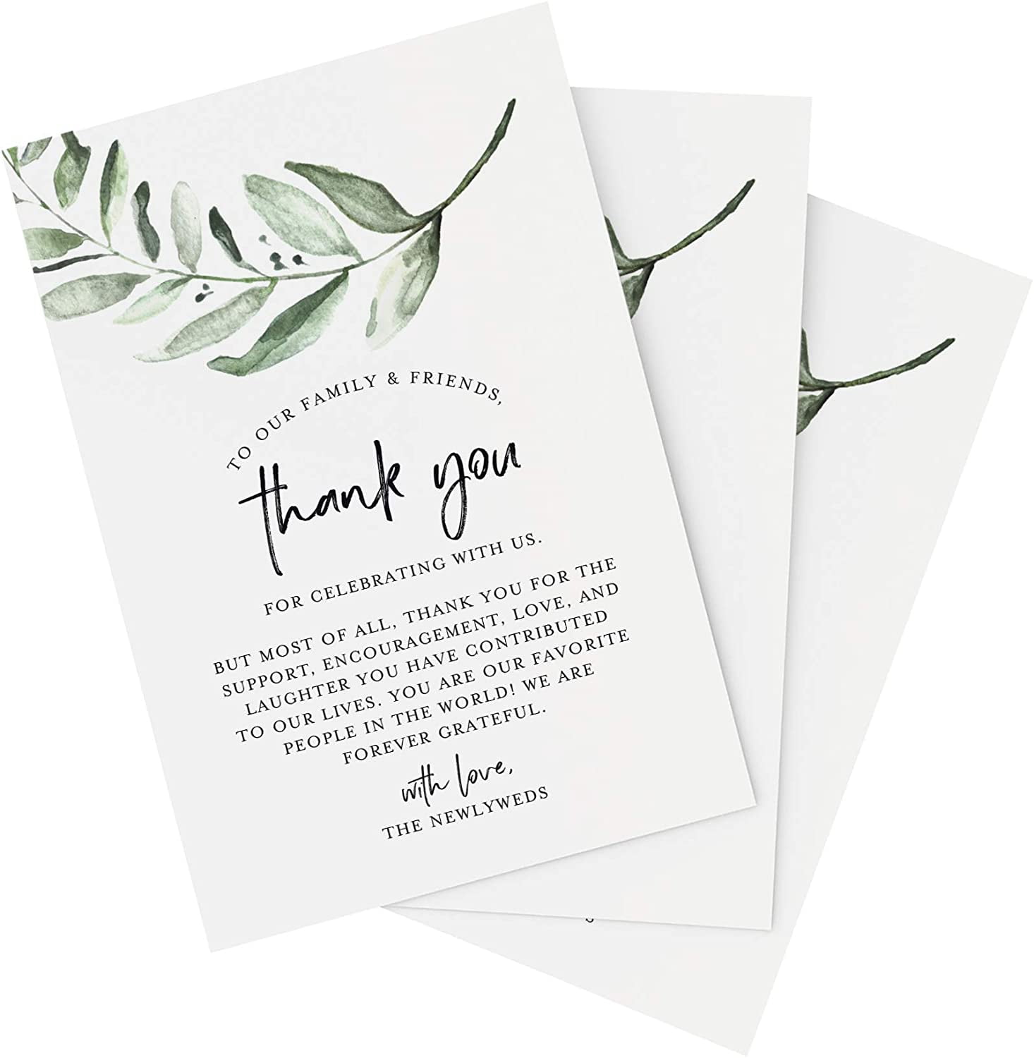 4 x 6” Wedding Thank You Place Setting Cards, 80lb Cardstock, 50 Per Pack