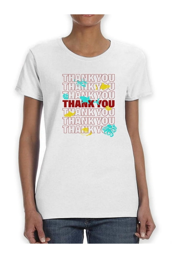 Thank You Plastic Bag Animals Women T-Shirt, Female Small
