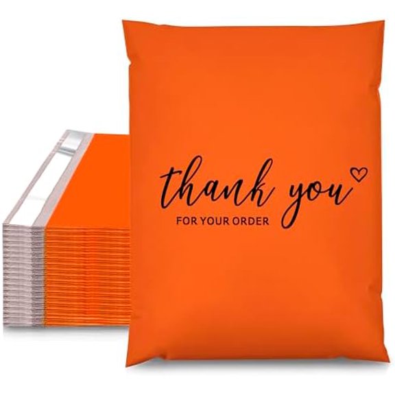 Thank You Poly Mailer 10x13 Inch 25 PCS, Shipping Bags for Clothing, Packaging Bags for Small Business, Strong Adhensive, Waterproof and Tear-Resistant Mailing Envelopes, Orange