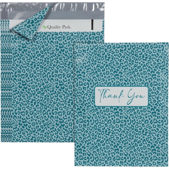 Thank You Poly Mailers, 10 x13 Inch Shipping Envelopes, 100 Pack, Self Seal, Waterproof Shipping Bags for Clothing, Leopard (QUA89301)