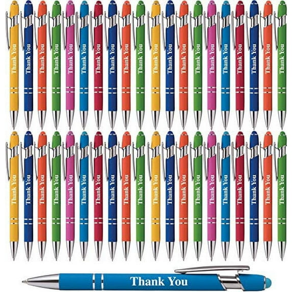 "Thank You" Premium Gift Stylus Pens For All TouchScreen Devices - Metal Soft Touch - 2 in 1 Combo Pen for Events, Parties, Employee Appreciation & More