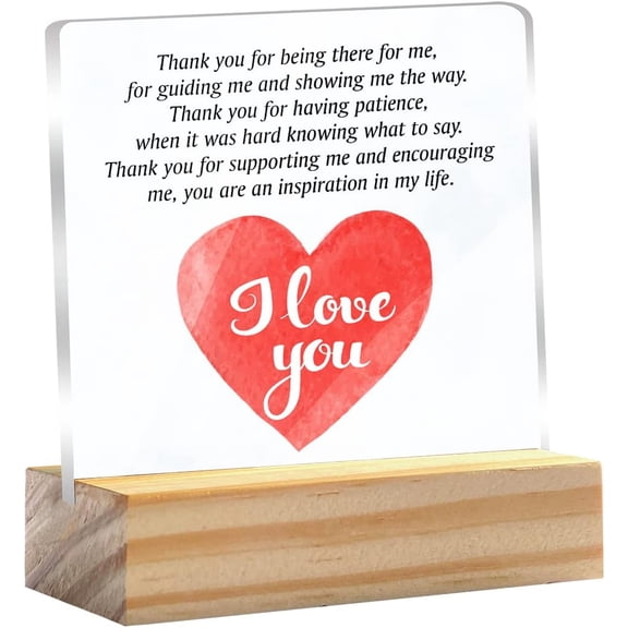Thank You for Being There for Me Quote Clear Desk Decorative Sign Keepsake Present Thank You Acrylic Sign With Wooden Stand Desk Decor for Home Office 4x4 Inch