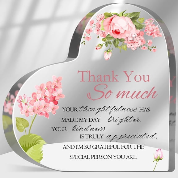 Thank You Quotes Gifts for Women Men, Appreciation Gifts Office for Coworkers Boss Mentor, Inspirational Paperweight Plaque Desk Decor Acrylic Heart
