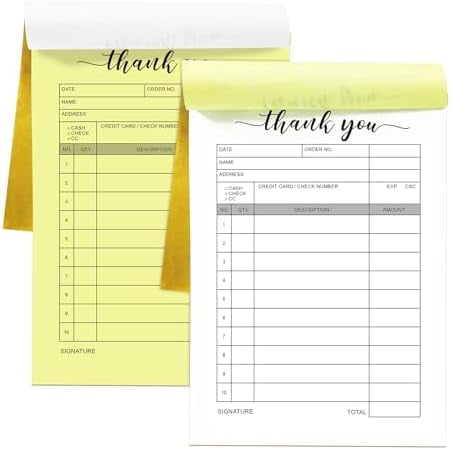 2 Packs 50-Set Receipt Pad, Carbon Duplicate Copy Sales Receipt Form Invoice Booklet Stores Warehouses Offices Restaurants 3 4x5 5 Handheld 2 Part Car - View #8