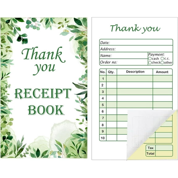 Thank You Receipt Book for Small Business 3.5x5.5inch Receipt Book Order Forms Pad 2 Part Carbonless 50 Sets Sales Receipt Form