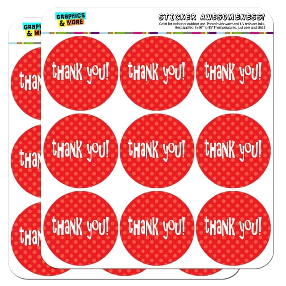 Thank You Red Polka Dots 2" Scrapbooking Crafting Stickers