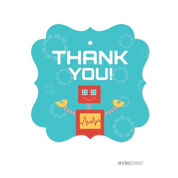 Koyal Wholesale Thank You Robot Birthday Fancy Frame Gift Tags 24-Pack