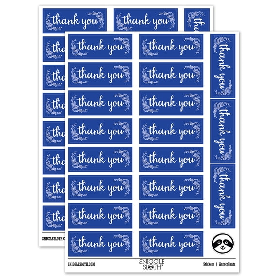 Thank You Rose Details Sticker Set - Dark Blue - Gloss Finish - 2.00" Large