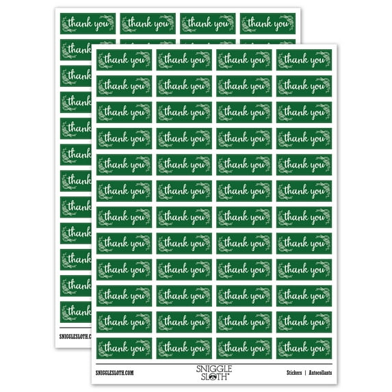 Thank You Rose Details Sticker Set - Dark Green - Gloss Finish - 1.25" Mini