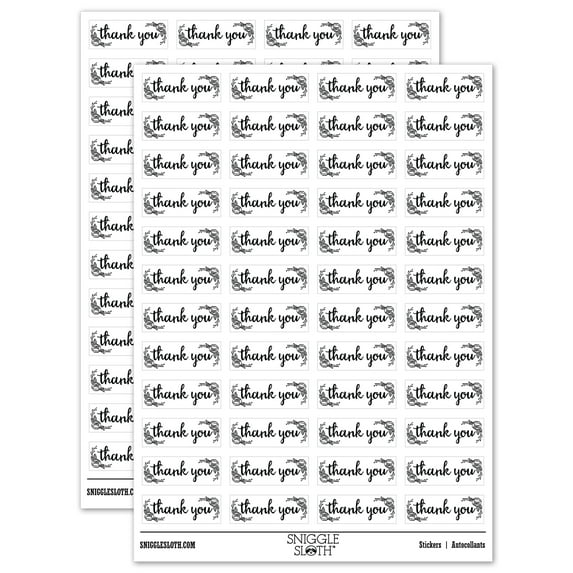 Thank You Rose Details Sticker Set - White - Gloss Finish - 1.25" Mini