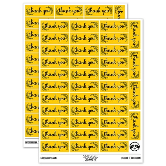 Thank You Rose Details Sticker Set - Yellow - Gloss Finish - 1.5" Small