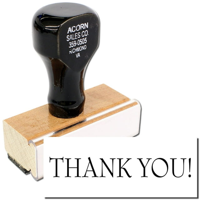 Thank You Rubber Stamp, Wooden Handle Rubber Stamp, Laser Engraved Dies, Impression Size 1/2" x 1-1/2”, Uses a Separate Stamp Pad