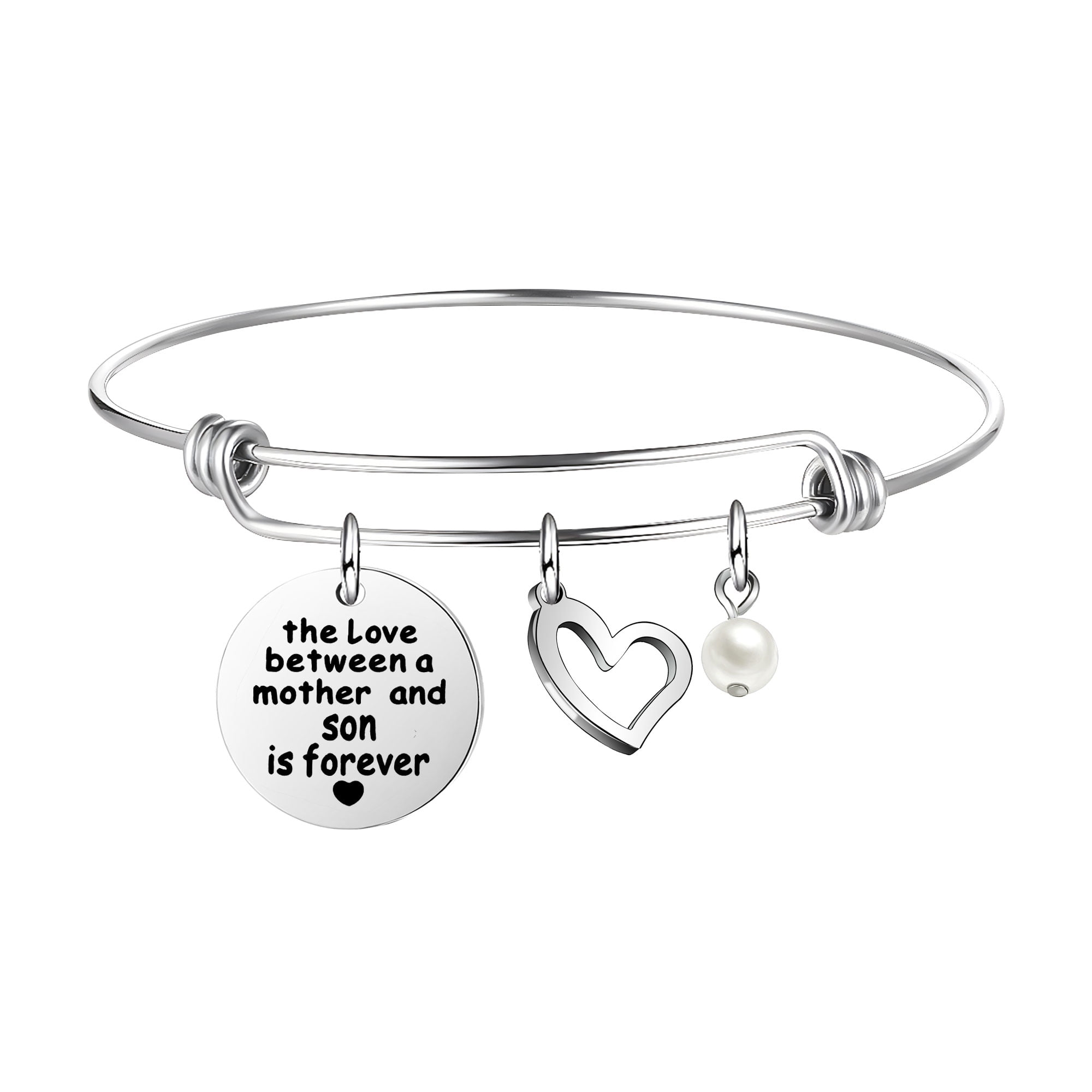 Thank You Silver Dangle Bangle For Mom Birthday Christmas Mother's Day