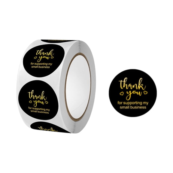 Thank You Small Business 1.5 Inch Round Sticker Labels Roll of for Packaging Orders Envelopes Favors 1 Pack