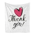 thumbnail image 1 of Thank You Soft Flannel Fleece Blanket, Heart in Bold Outline Linear Hand Drawn Doodle Scribble Love Memo Thankful, Cozy Plush for Indoor and Outdoor Use, 50" x 70", Black Dark Pink, by Ambesonne, 1 of 5