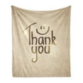 thumbnail image 1 of Thank You Soft Flannel Fleece Throw Blanket, Simple Typography with Smiling Face Sign Grunge Backdrop Cheerful, Cozy Plush for Indoor and Outdoor Use, 50" x 60", Beige Umber, by Ambesonne, 1 of 5