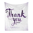 thumbnail image 1 of Thank You Soft Flannel Fleece Throw Blanket, Spots Curvilinear Typography Appreciation Paintbrush Strokes, Cozy Plush for Indoor and Outdoor Use, 50" x 70", Dark Purple Violet, by Ambesonne, 1 of 5