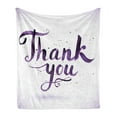thumbnail image 1 of Thank You Soft Flannel Fleece Throw Blanket, Spots Curvilinear Typography Appreciation Paintbrush Strokes, Cozy Plush for Indoor and Outdoor Use, 60" x 80", Dark Purple Violet, by Ambesonne, 1 of 5