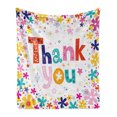thumbnail image 1 of Thank You Soft Flannel Fleece Throw Blanket, Words Surrounded with Flowers Blossoms and Leaves Like Springtime Art, Cozy Plush for Indoor and Outdoor Use, 50" x 60", Multicolor, by Ambesonne, 1 of 6