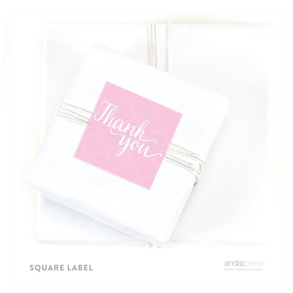 Thank You Sparkle Princess Birthday Square Gift Labels, 40-Pack