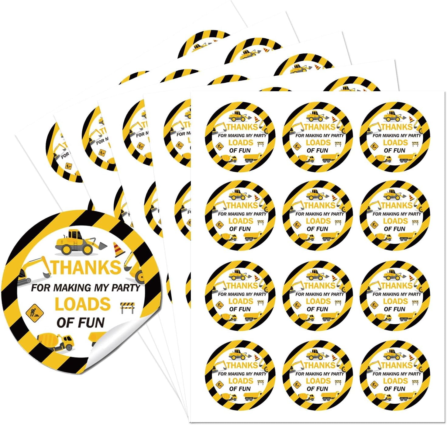 Label Sticker Contruction Thank You Sticker Labels Construction Theme Party Circle Stickers 60 ...