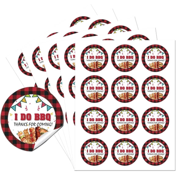 Thank You Sticker Labels I Do BBQ Party Circle Stickers 60 Pcs Circle Stickers 2" Self-Adhesive Convenient Party Circle Stickers for Party Favors Envelope Seals Goodie Bags Colorful