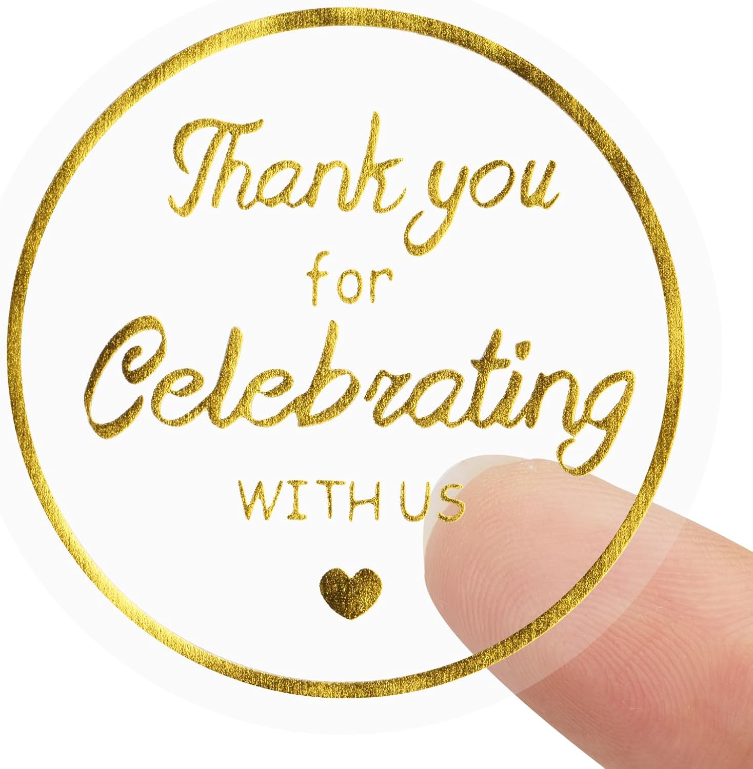 Thank You Stickers - Gold Foil Sticker Roll Self Adhesive Clear Wedding ...
